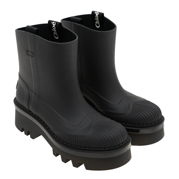 Chloé Raina Rain Boots Black Rubber Size 38 New - Picture 1 of 6